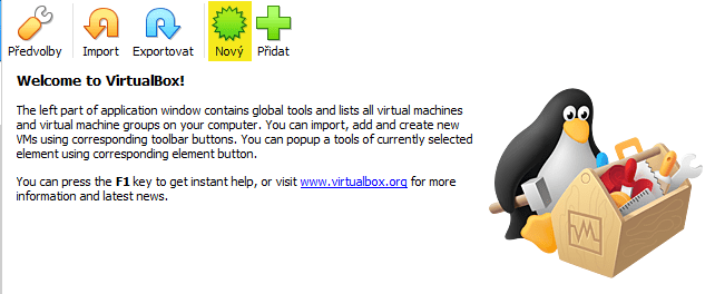 Vytvoření nového VM ve VirtualBoxu
